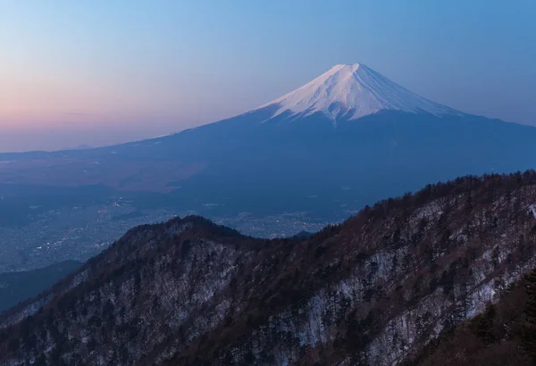 Mount Fuji Czasie Wschodu Sezonie Zimowym — Zdjęcie stockowe