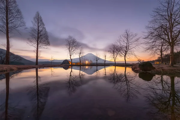 Гора Фудзи Утром Кемпинге Фумотопара — стоковое фото