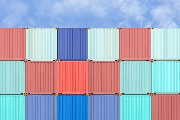 Colorata Pila Container Spedizione Cantiere Portuale — Foto Stock