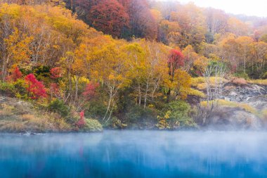 Jigokunuma gölet krater Gölü Sonbahar sezonu Aomori