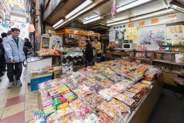 Osaka, Japonya - 19 Mar 2017: Güney Osaka City's şehir yanında bulunan Shinsekai Osaka.The İlçesi eski mahalle