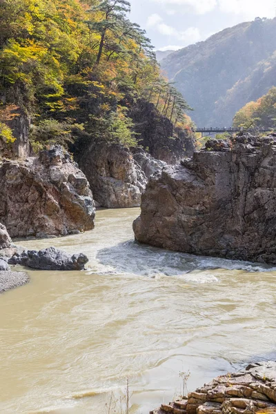 竜王渓谷 秋の日光鬼怒川の流れ — ストック写真