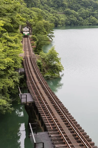 Tadami Railway Line Tadami River Summer Season Fukushima Prefecture — Stock Photo, Image