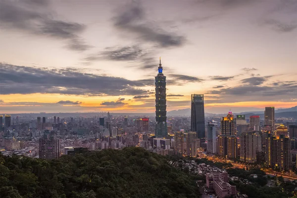 Taiwán Taipei Vista Nocturna Desde Monte Elefante —  Fotos de Stock