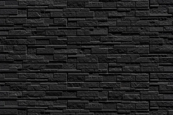 black brick wall of dark stone texture and background