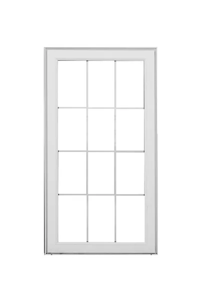 Beyaz Tahta Pencere Çerçevesi Beyaz Arkaplanda Izole Edildi — Stok fotoğraf