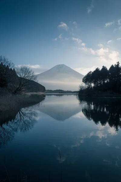 Montanha Fuji Lago Tanumi Com Belo Nascer Sol Temporada Inverno — Fotografia de Stock