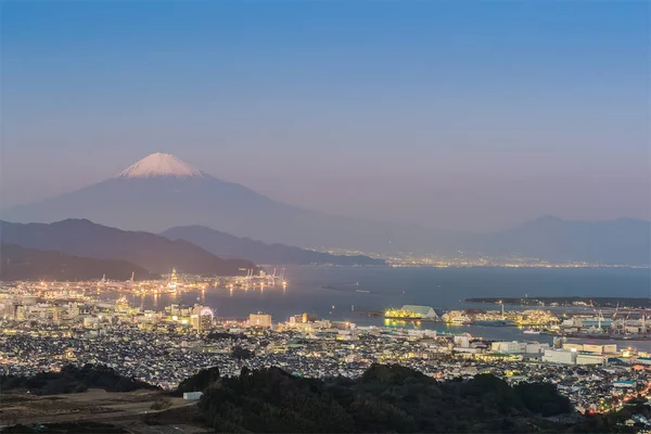 Berget Fuji Shizuoka City Och Suruga Bay Sett Från Nihondaira — Stockfoto