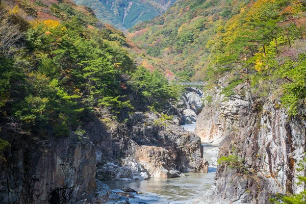 竜王渓谷 秋の日光鬼怒川の流れ — ストック写真