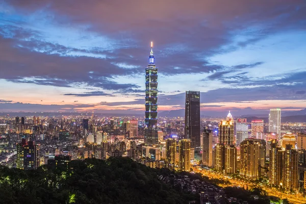 Taiwan Taipei Vista Noturna Cidade Vista Monte Elefante — Fotografia de Stock