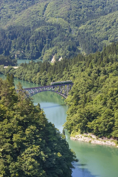 Tadami Spoorlijn Tadami River Het Zomerseizoen Prefectuur Fukushima — Stockfoto