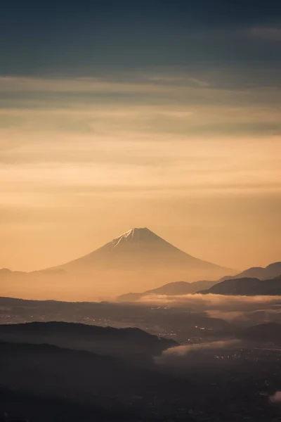 Berget Fuji Med Morgondimman Vårsäsongen — Stockfoto