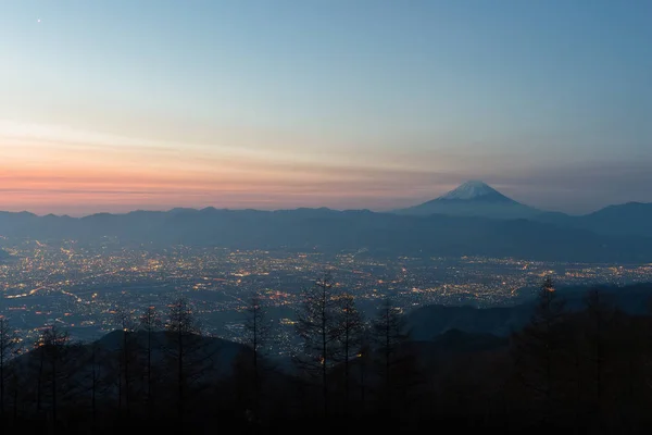 Fuji Kofu Miasto Niebo Wschód Słońca Widziany Punktu Widzenia Amariyama — Zdjęcie stockowe