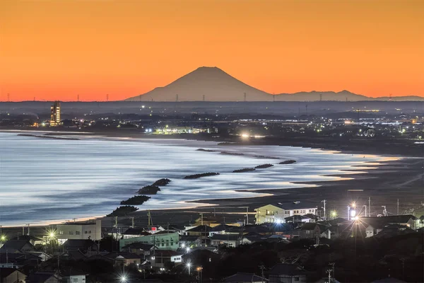 Fuji Och Stranden Vid Iioka Stad Chiba Prefektur Fuji 185 — Stockfoto