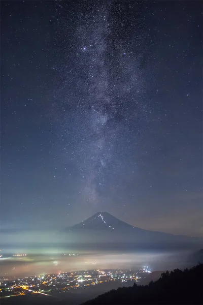 Βουνό Fuji Και Milkyway Καλοκαίρι — Φωτογραφία Αρχείου