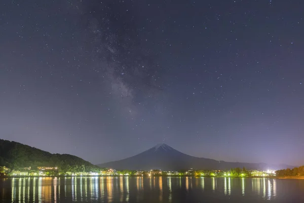 Montaña Fuji Milkyway Lago Kawaguchiko Temporada Primavera — Foto de Stock