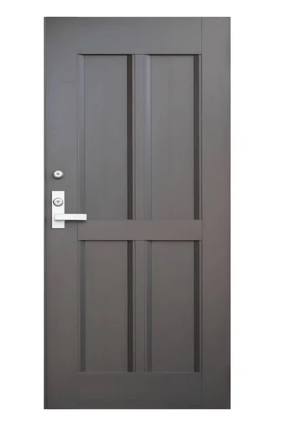 Black Wood Door Isolated White Background — Stock Photo, Image