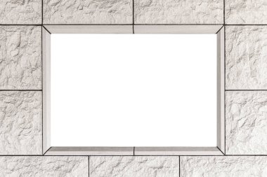 Kahverengi tuğla duvarda boş bina isim levhası