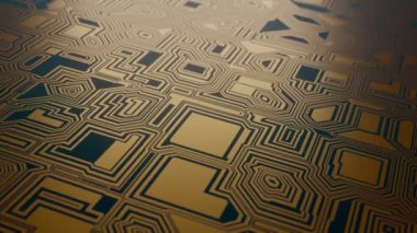 Teknolojinin elektronik arka plan animasyonu için dijital devre kartı fütüristik iletişim konsepti 3d