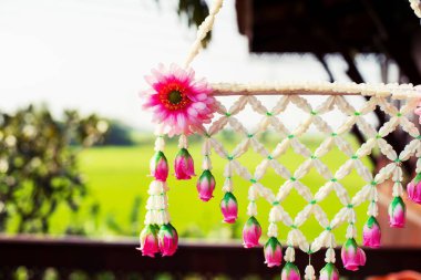 Thai düğün çiçeği ve dekorasyon düğün töreni