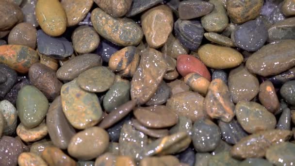 Water Falls Pebbles Stone Slow Motion — Stock Video