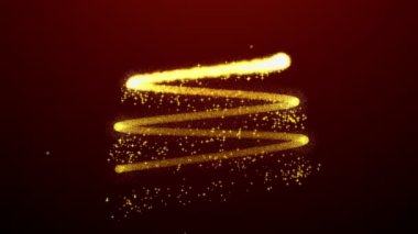 Altından yapılmış altın Noel ağacı Parıldayan animasyon parçacıkları