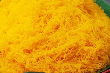 Tayland tatlıları Altın Yumurta Yumurtası İplikleri, Foi Tanga, Tayland sokak yiyecek pazarı