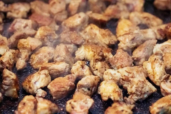 Nahaufnahme Von Schweinefleisch Gekocht Thai Grill Schweinefleisch Auf Heißem Pfannenbuffet — Stockfoto