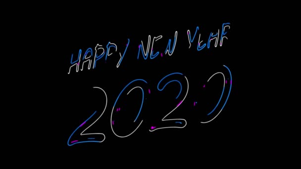 Kleurrijke Vloeibare Tekst Gelukkig Nieuwjaar 2020 Achtergrond — Stockvideo