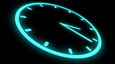 Hızlı hareket eden saat Neon parlak parlayan dönen animasyon 3d canlandırmasıName