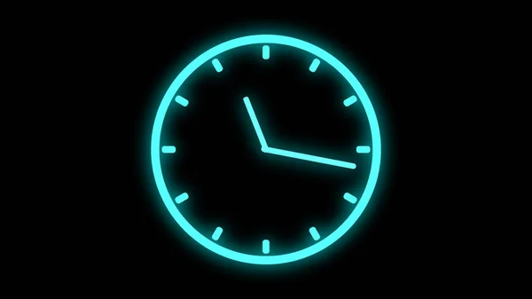 Veloce Orologio Movimento Neon Luminoso Incandescente Animazione Filatura Rendering — Foto Stock