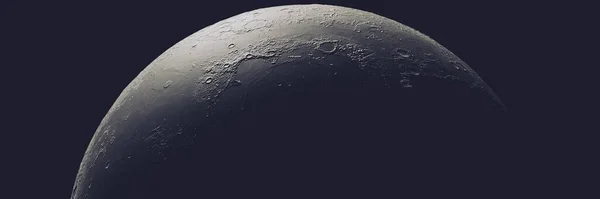 Luna Realistica Nello Spazio Esterno Isolato Sfondo Nero Rendering — Foto Stock