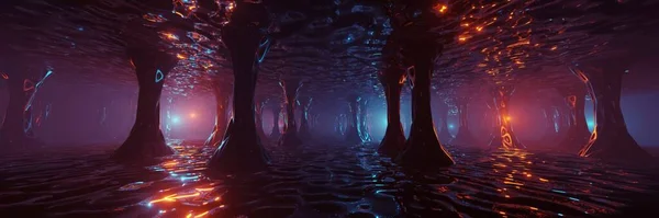 Sci Futurystyczna Fantasy Strange Alien Struktura Renderowanie — Zdjęcie stockowe