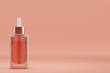 Boş kozmetik paketleme modelini ayarla, pastel turuncu arkaplan, 3d biçimlendirme