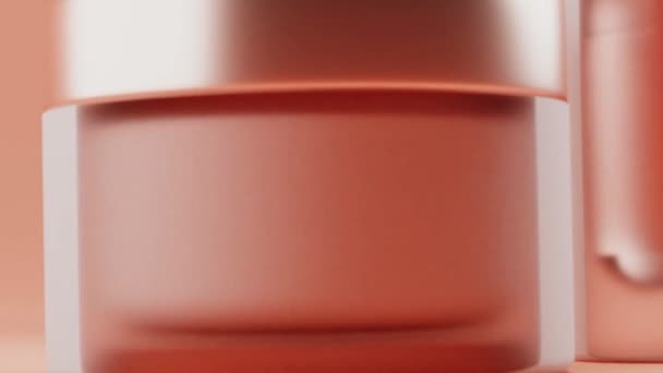セットブランク化粧品包装モックアップ パステルオレンジの背景 3Dレンダリング — ストック動画