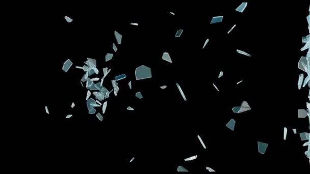 Animation Blue Broken Glass Break Black Background Απόδοση — Αρχείο Βίντεο