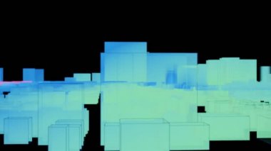 Hologram Bina Kablo Çerçeve Kenti Fütürist Dijital Şehir 3d oluşturma
