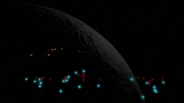 抽象的な輝き月を背景にダスト粒子を火花3Dレンダリング — ストック動画