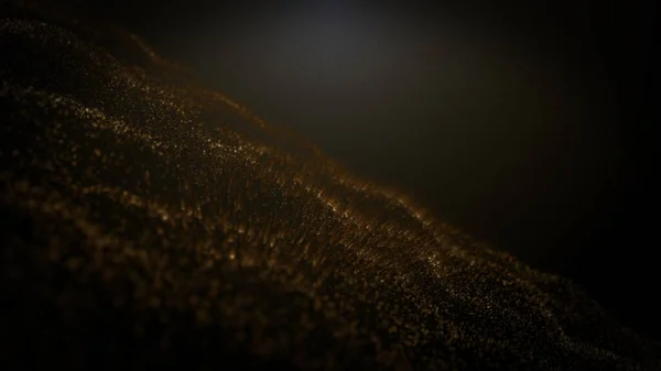 Soyut Premium Altın Toz Parçacıkları Parlayan Siyah Arkaplan Görüntüleme — Stok fotoğraf