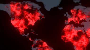 Covid 19 Coronavirus virüsü dünya haritasını 3 boyutlu olarak dağıtıyor.