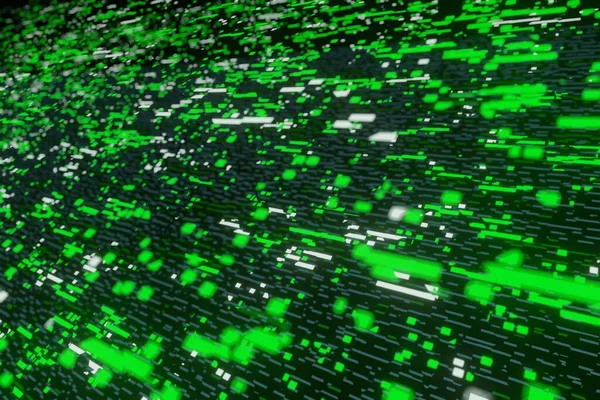 Green Futuristic Stream Data Communication Flying Into Digital Technologic 3d rendering