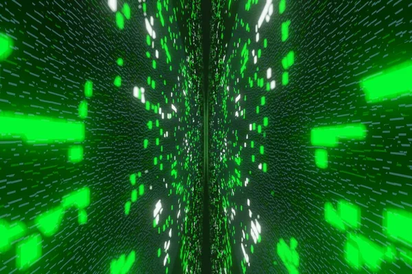 Передача Данных Зеленого Футуристического Потока Цифровую Технологию Рендеринга — стоковое фото