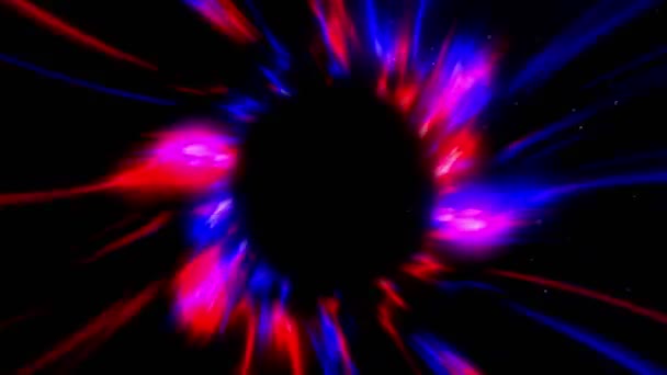Absztrakt Kozmikus Futurisztikus Alagút Hiperugrás Galaxisba Fénysebesség Neon Izzó Render — Stock videók