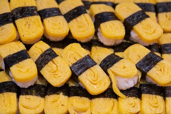 Zblízka Asijské Sushi Plošině Japonsko Pouliční Trh Potravinami — Stock fotografie