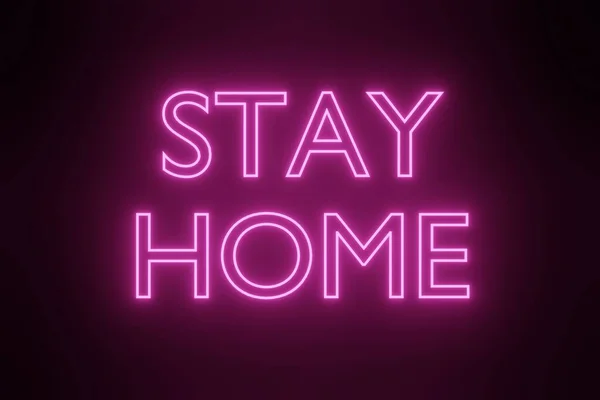 Quedarse Casa Glowing Neon Signs Estilo Mensaje Texto Símbolo Renderizado — Foto de Stock