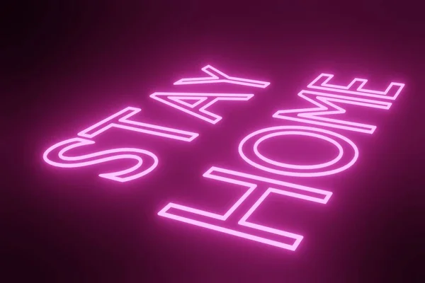 Bli Hjemme Glødende Neon Skilt Style Tekstmelding Symbol Gjengivelse – stockfoto