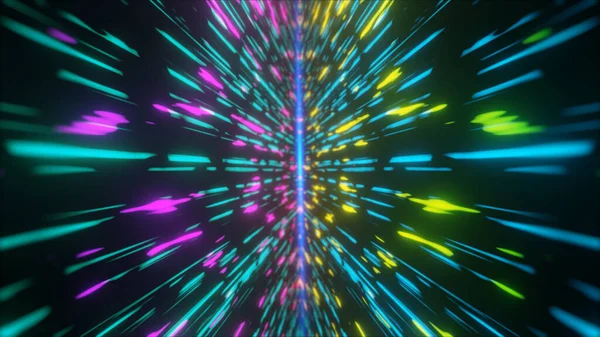 Flussi Futuristici Luce Neon Colorati Comunicazione Dati Che Volano Nell — Foto Stock