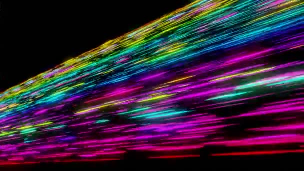 多彩的霓虹灯未来流数据通信飞入数字技术动画3D渲染 — 图库视频影像