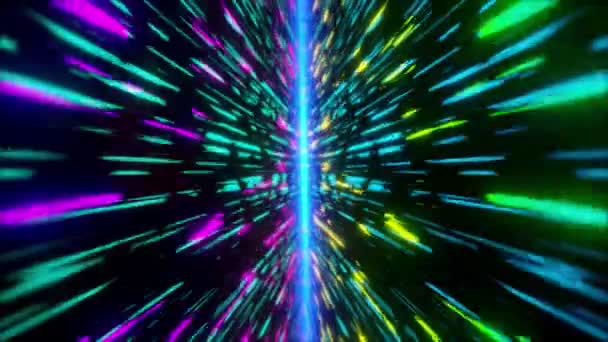 Flux Futuriste Lumière Néon Coloré Communication Données Volante Dans Animation — Video