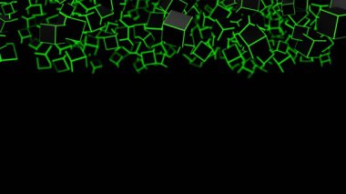 Neon ışık kübü Blok Ağı dijital teknolojik animasyon 3D görüntüleme içine uçan fütüristik 